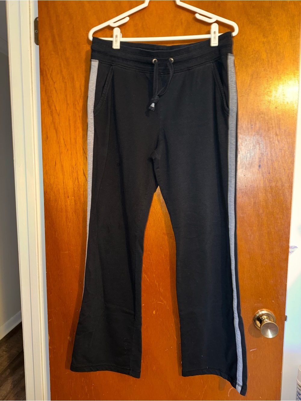 GreenTea Black Joggers with Gray Side Stripe